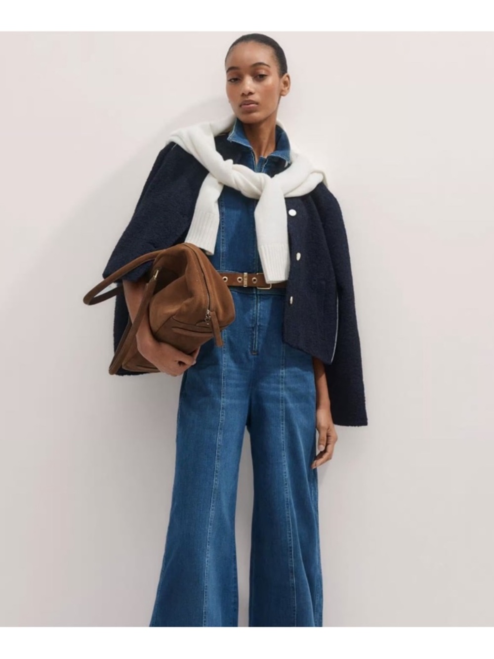 Me+Em Denim travel palazzo stretch jumpsuit size 6 - Picture 6 of 12